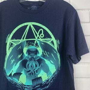 Tee Villain tshirt Cthulu HP Lovecraft horror navy blue medium unisex